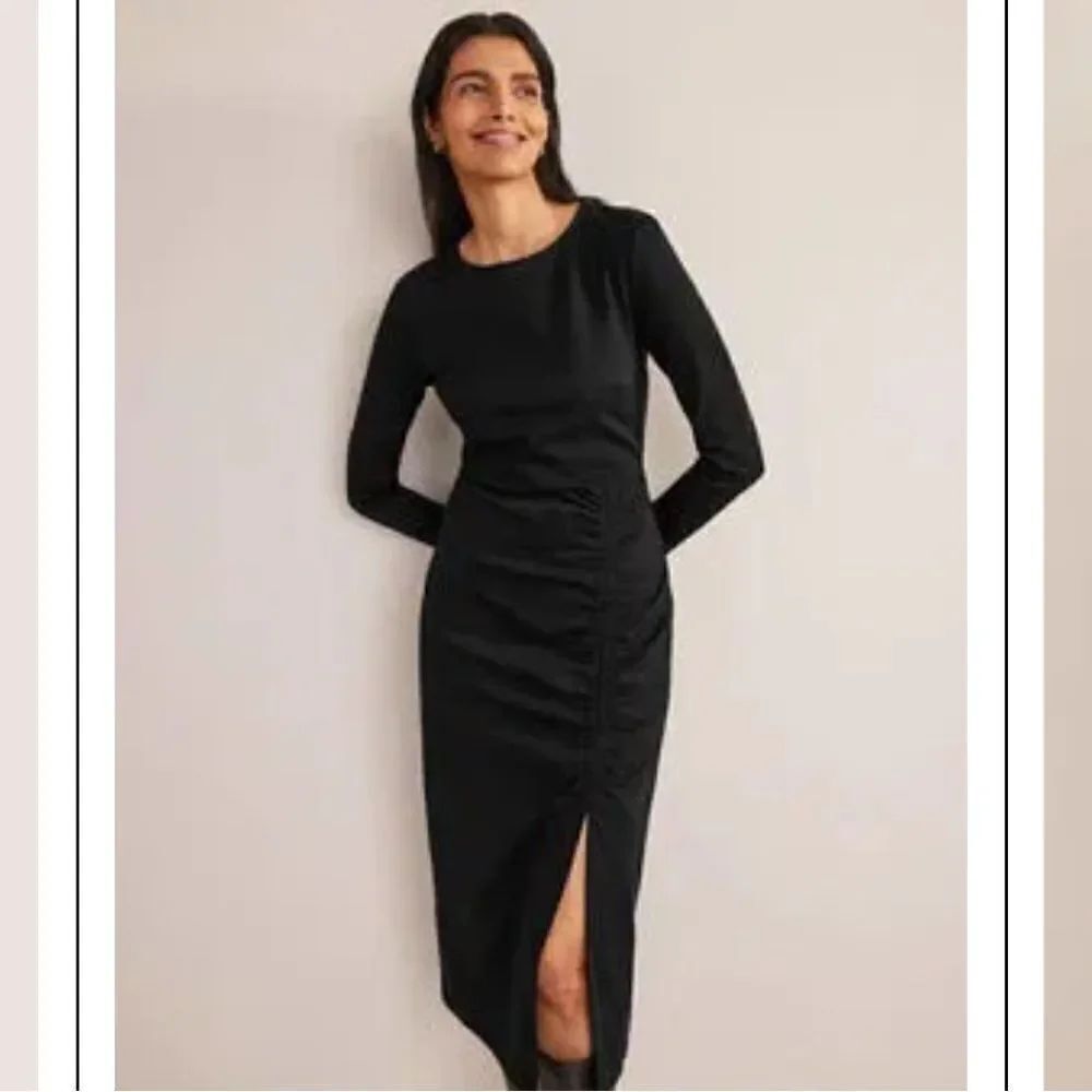 Boden Black Column Midi Dress NEW Size 12 Petite Long Sleeve